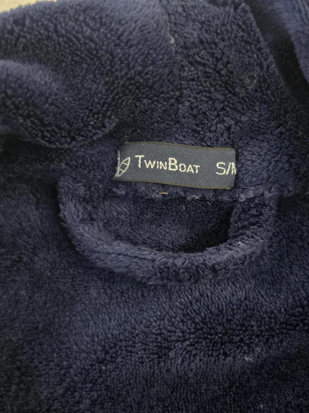 Plush Navy Shawl-Collar Bath Robe with Belt